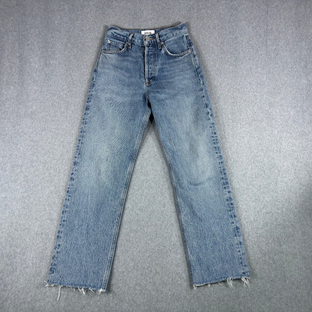 AGOLDE‎ Jeans 90's High Rise Pinch Waist Straight Button Fly 24 Raw Hem 26" - Picture 3 of 13